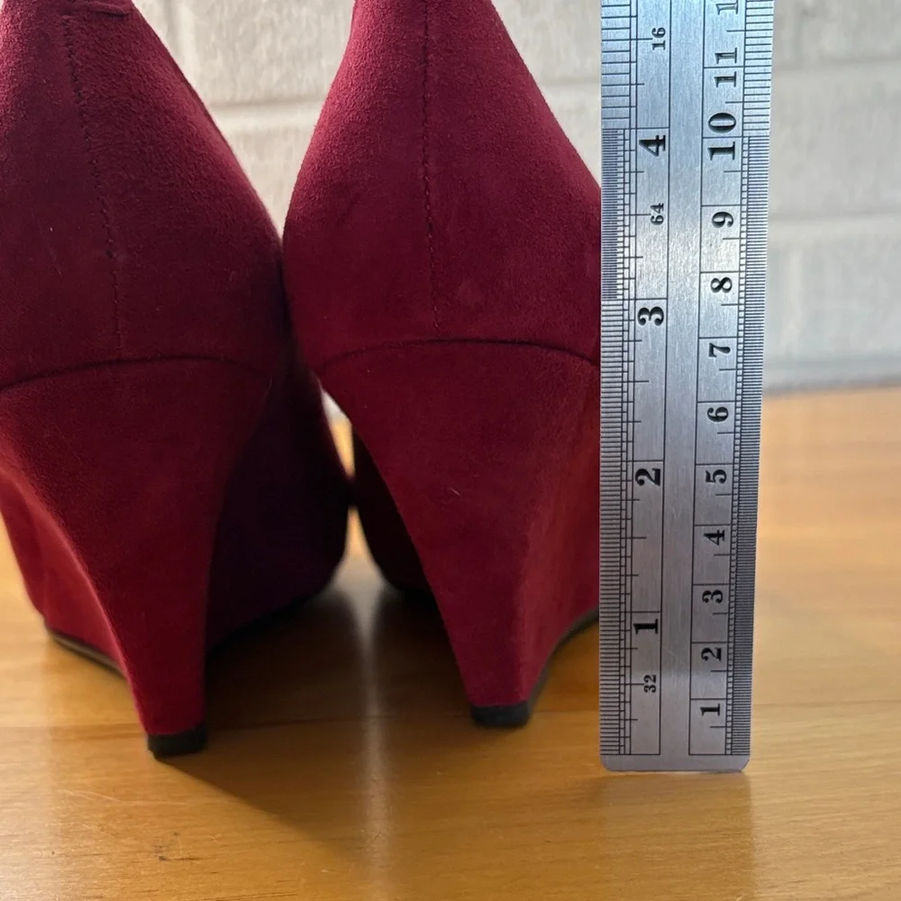Pied Juste x Anthropologie Burgundy Dark Red Suede Wedge Heels EU Size 37